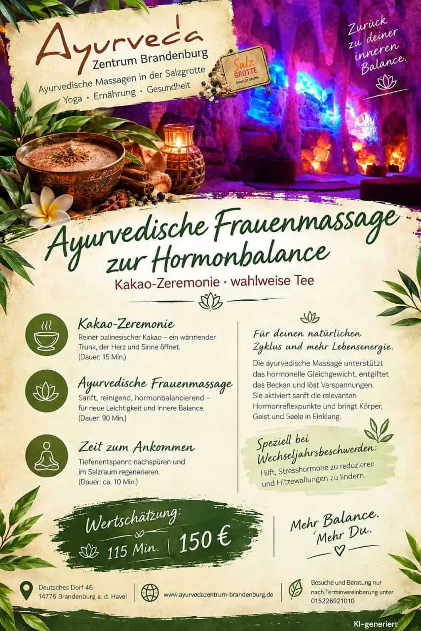 Ayurvedische Frauenmassage zur Hormonbalance-Kakao-Zeremonie (wahlweise Tee)